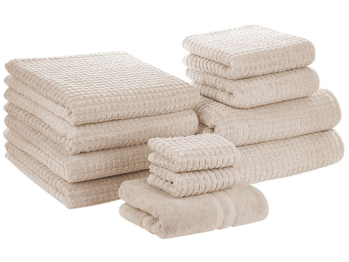 BADEHANDTUCH 11-teiligBeige Atai - Beige, Textil (70/140cm) - Beliani