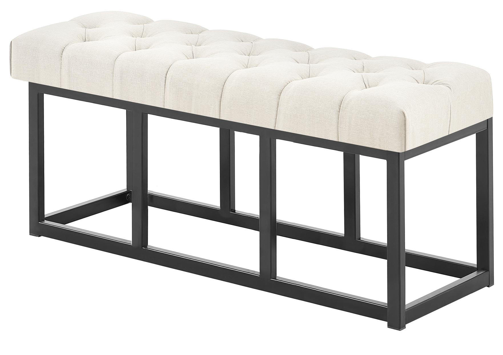 SITZBANK 100/38 cm Stoff Creme - Creme/Schwarz, Textil/Metall (100/46/38cm) - CLP