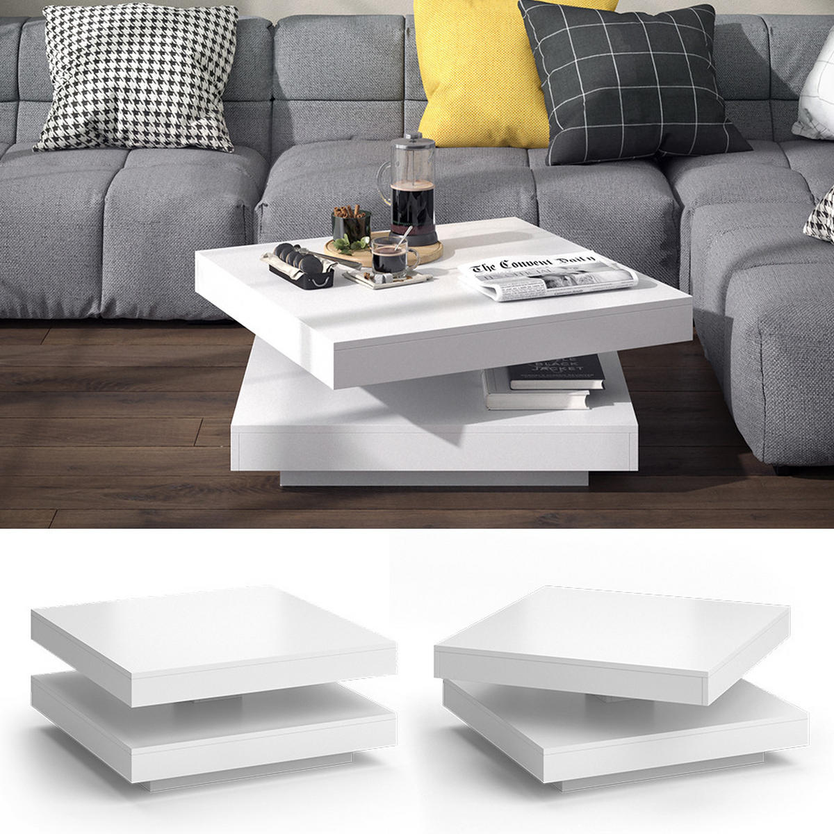 COUCHTISCH Elias Weiß 70 x 70 cm - Weiß, Holzwerkstoff (70/70/34cm) - Vicco