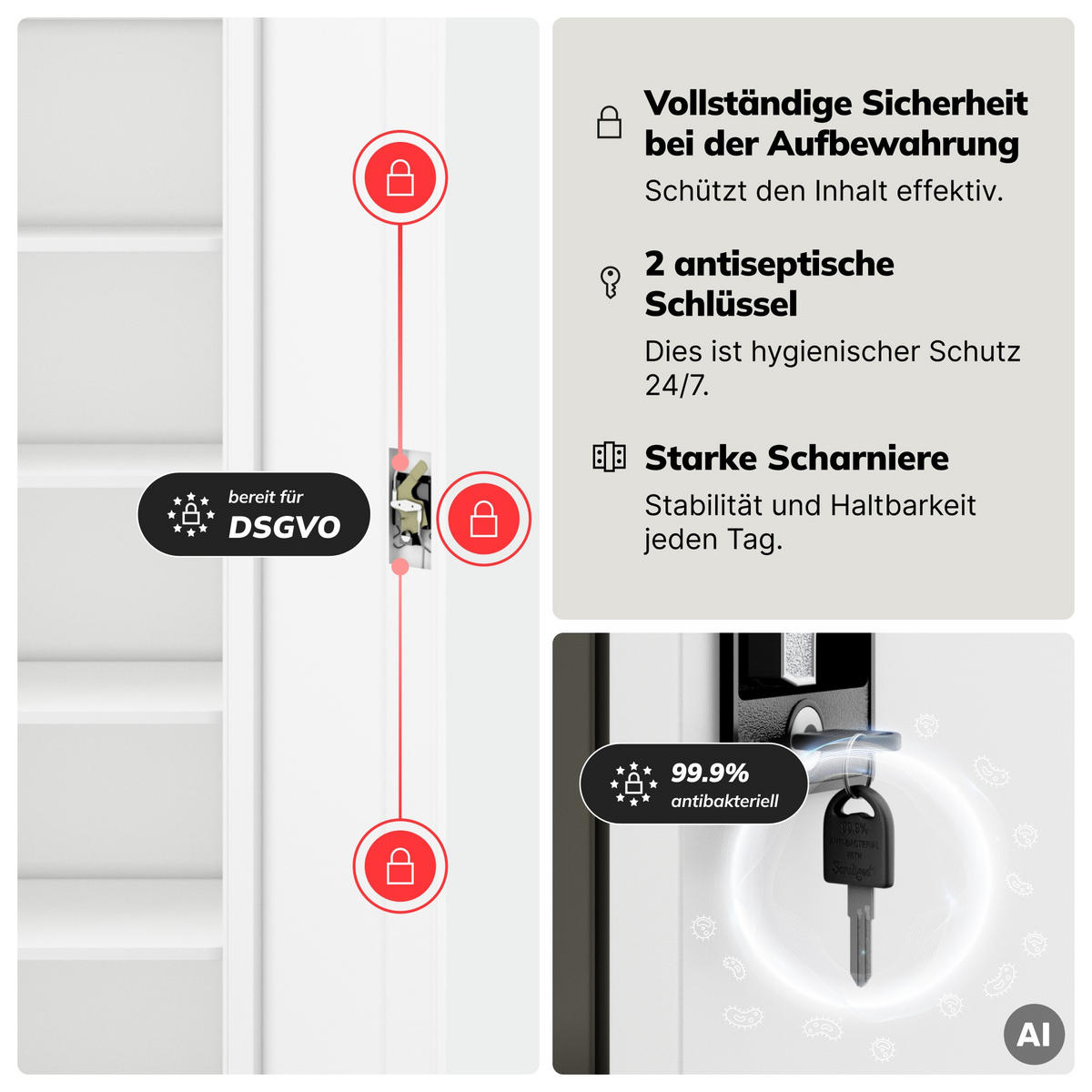 AKTENKABINETT ALEX D600 - Weiß, Metall (45/185/60cm) - Jan Nowak