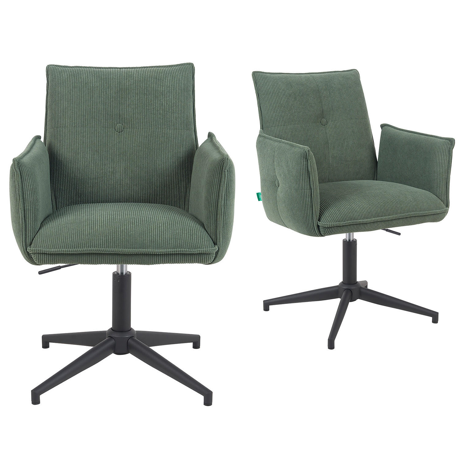 BÜROSTUHL Mika-Till - Schwarz/Grün, Textil/Metall (60/85/63cm) - DUBI Möbel