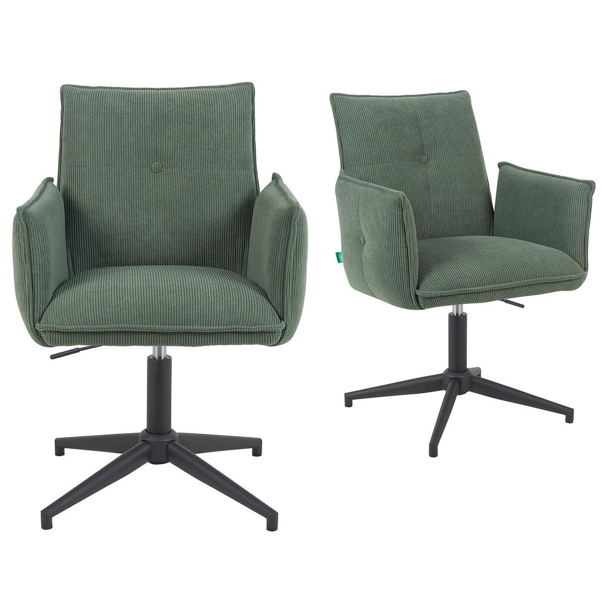 BÜROSTUHL Mika-Till - Schwarz/Grün, Textil/Metall (60/85/63cm) - DUBI Möbel