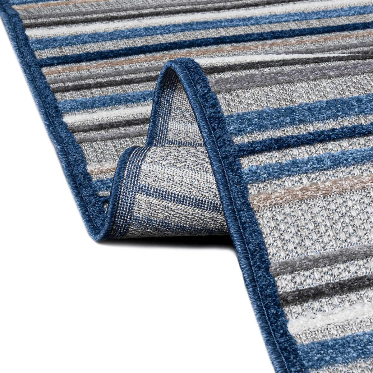 TEPPICH In-Outdoor Blau Abstract, Streifen - Kurzflor Rechteckig Grau - 140 x 200 cm - Blau/Grau, Textil (140/200cm) - Mazovia