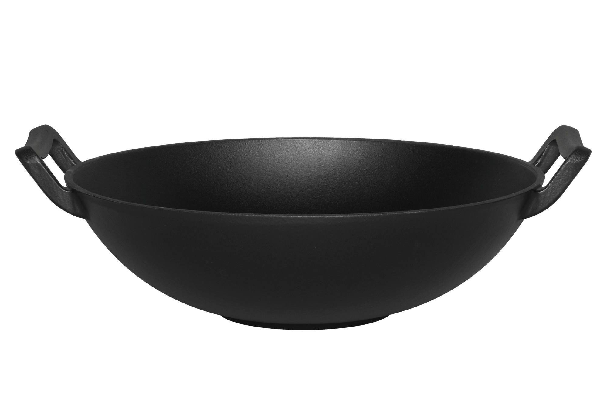 WOK Gusseisen Ø 30 cm - Schwarz, Metall (30cm)