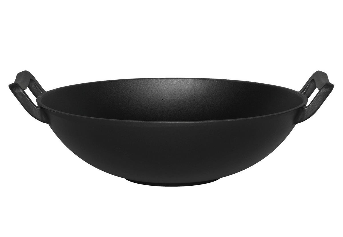 WOK Gusseisen Ø 30 cm - Schwarz, Metall (30cm)