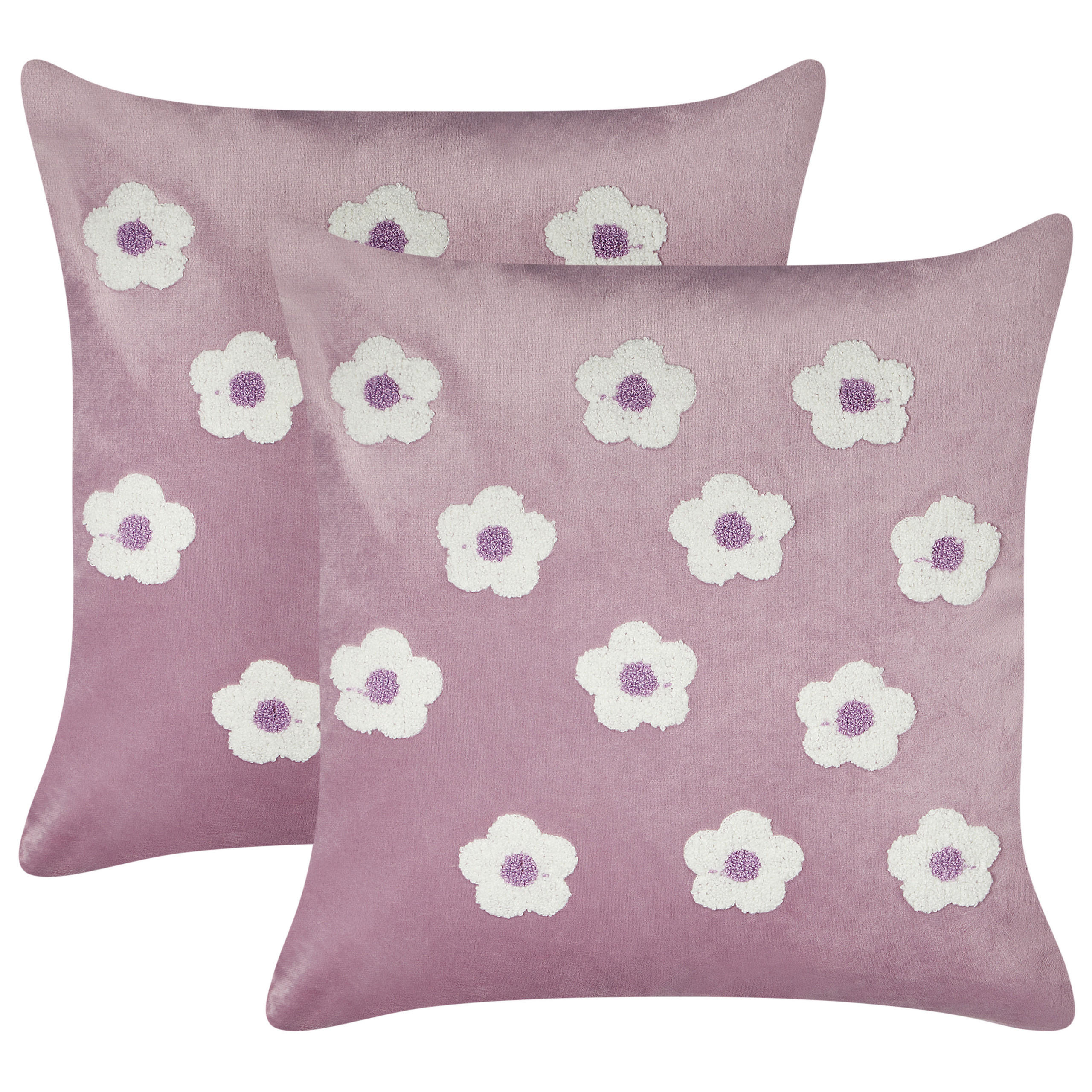 DEKOKISSEN 2er-Set Violett 45/45 cm Echinacea - Violett, Textil (45/45cm) - Beliani
