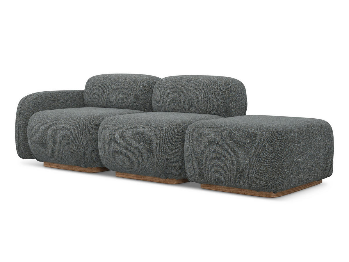 3-SITZER SOFA Rechts Strukturstoff Stoff Grau - Dunkelgrau/Braun, Holz/Textil (258/73/95cm) - Makamii