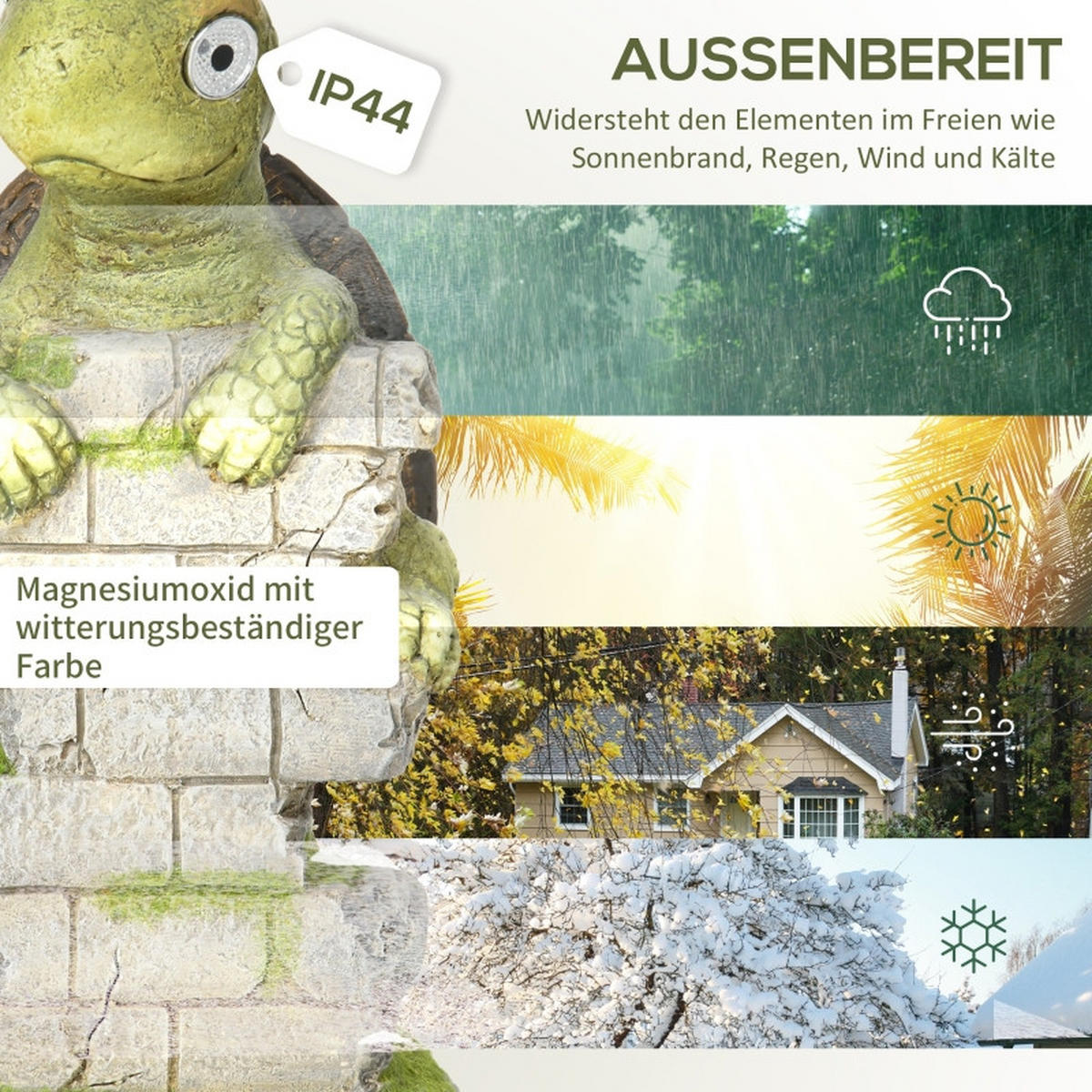 SOLAR Gartenfigur Schildkröte 17.5x18.5x36.5 cm mit led - Multicolor, Metall (18.5/36.5/17.5cm) - Modfu