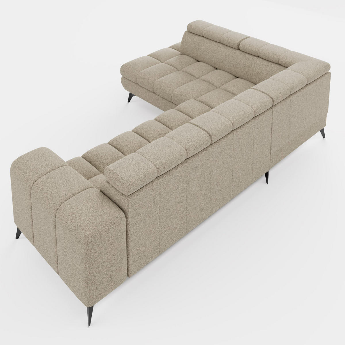 ECKSOFA CANDY CANE Links Grau Bouclé-Stoff mit Schlaffunktion und Bettkasten - Grau, Textil (264/192cm) - Barchello