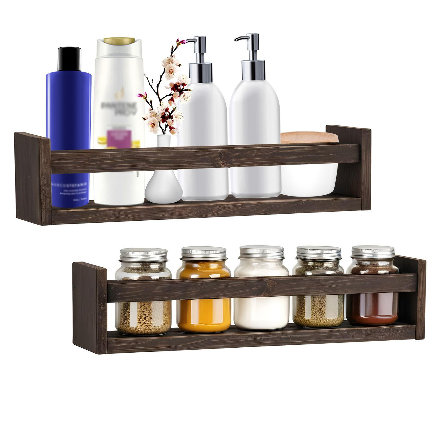 WANDREGAL ALMA Massivholz 2er-Set - Braun, Holzwerkstoff (12/10/42cm) - Mein-Regal