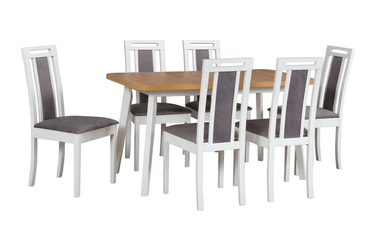 ESSZIMMERSTUHL - Set 4x Roma 12 weiss, zetta 302  - Hellgrau/Weiß, Holz (45/96/41cm) - Leaf Design