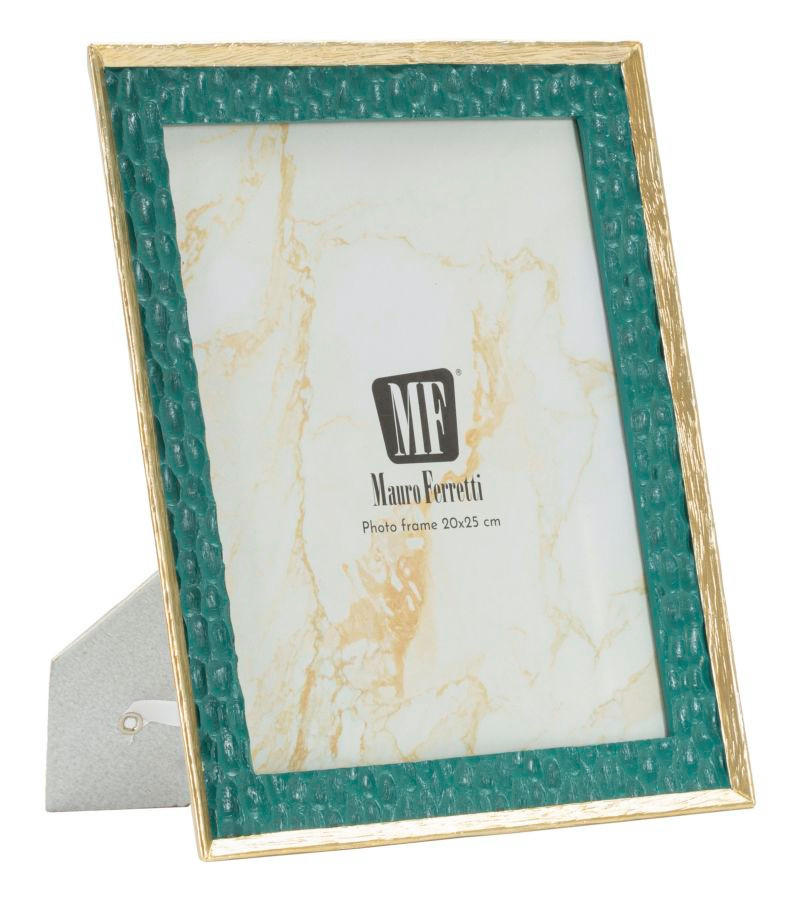 BILDERRAHMEN Grent, Fotoformat 20 x 25 cm, grün und goldfarben, Polyresin und Glas, Rahmen 25,3 x 2 x 30,3 cm - Goldfarben/Grün, Glas/Kunststoff (25.3/30.3/2cm) - Mauro Ferretti