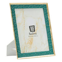BILDERRAHMEN Grent, Fotoformat 20 x 25 cm, grün und goldfarben, Polyresin und Glas, Rahmen 25,3 x 2 x 30,3 cm - Goldfarben/Grün, Glas/Kunststoff (25.3/30.3/2cm) - Mauro Ferretti