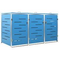 3ER Mülltonnenbox JAGU Edelstahl | Blau | 115x207x77,5cm | Für 3 Tonnen 240L - Blau, Metall (207/115/77.5cm) - DELUKE