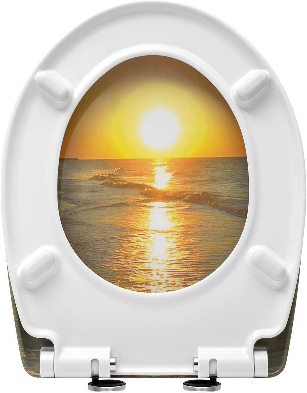 WC SITZ Toilettensitz mit Absenkautomatik,Sonnenaufgang Oval - Gelb, Kunststoff (31/2.51/45cm) - Woltu