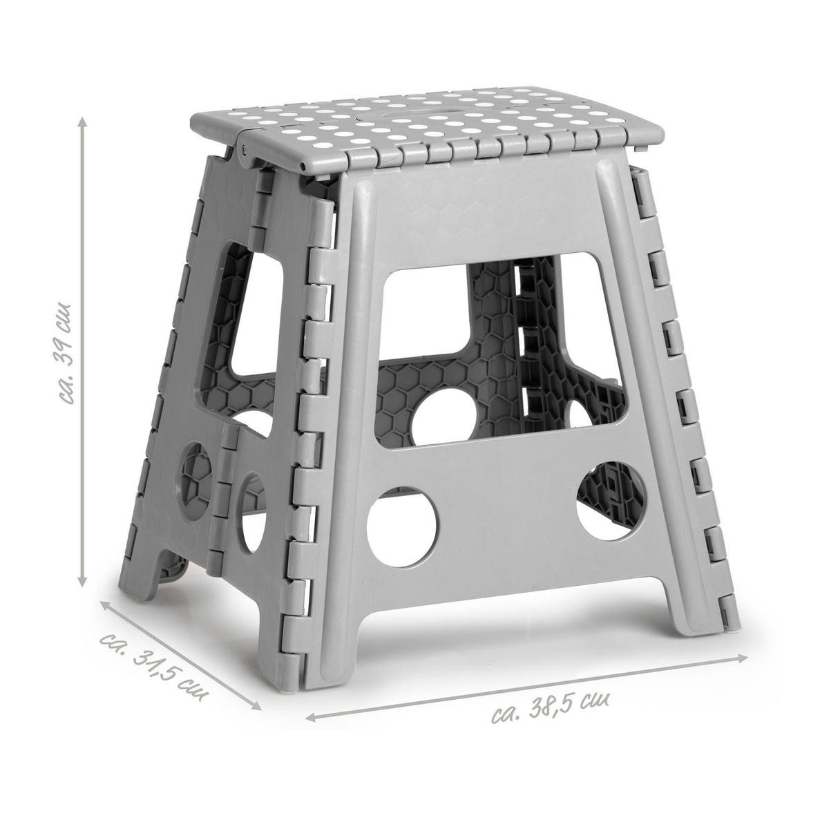 KLAPPHOCKER hellgrau 38,5/31,5/39 cm - Grau, Kunststoff (31.5/39/38.5cm) - ZELLER