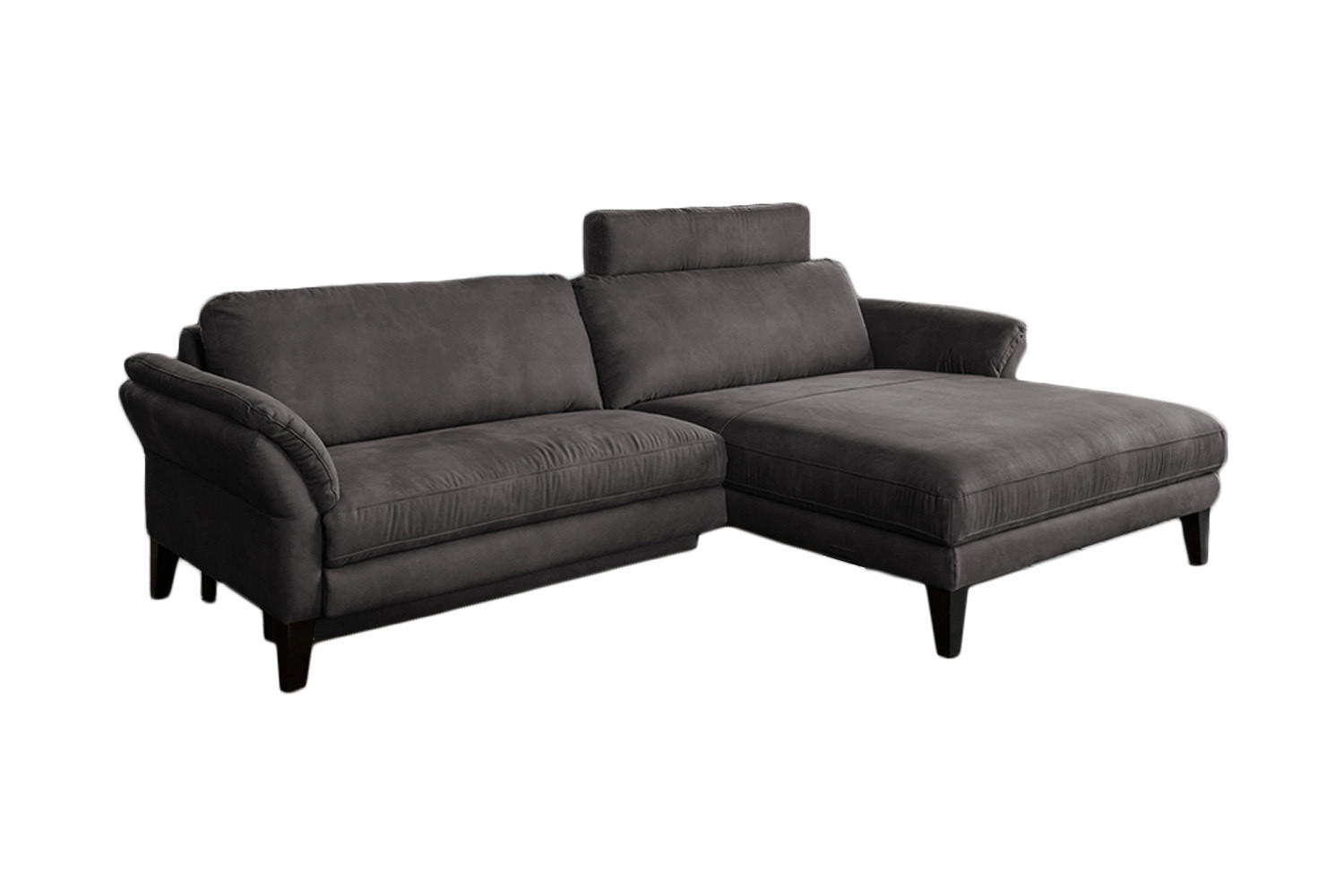 ECKSOFA MALTA Anthrazit Webstoff - Anthrazit/Schwarz, Buchenholz/Textil (302/175cm) - KAWOLA