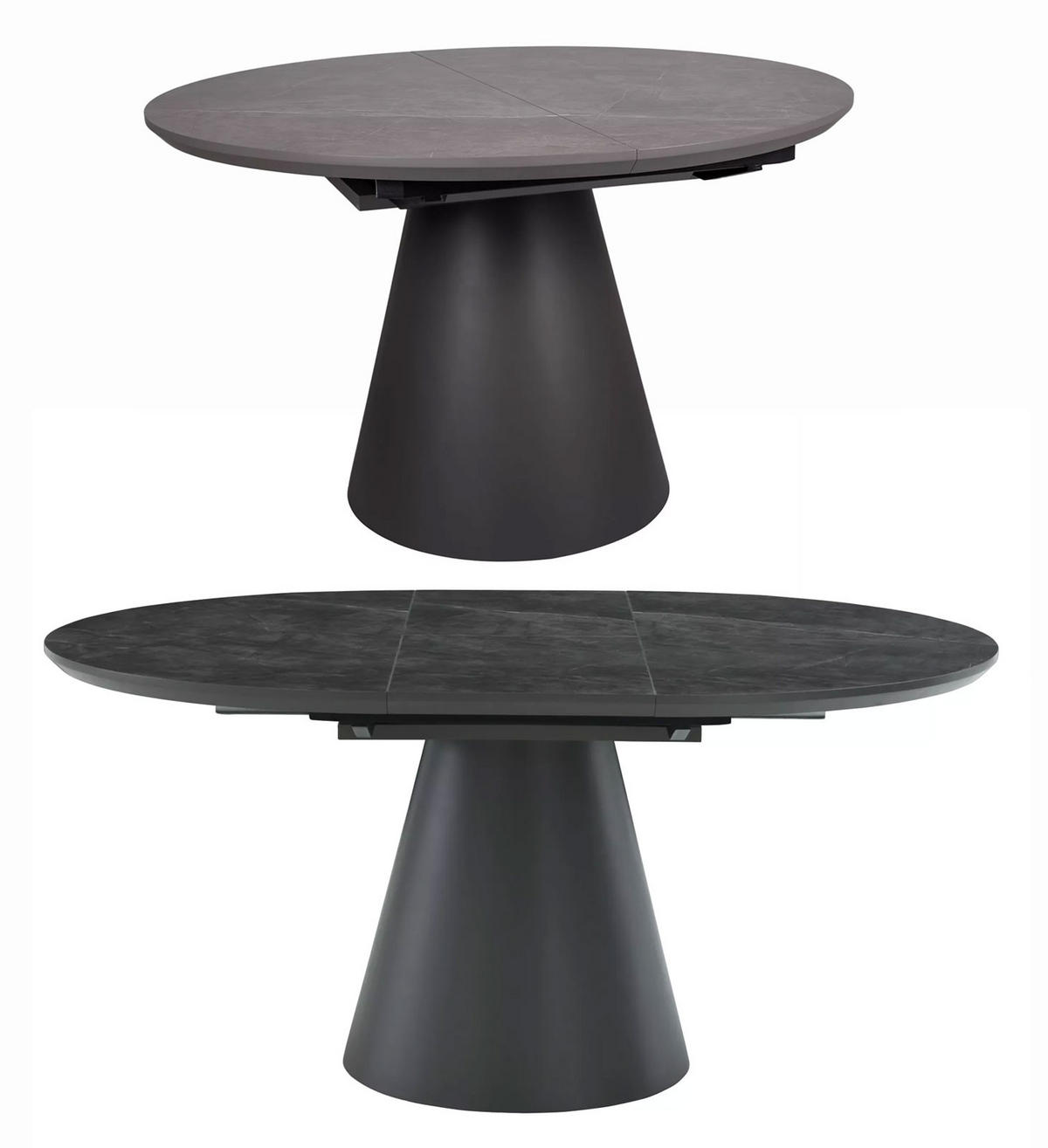 ESSTISCH Angel Marmor Grau / Schwarz 120-160 / 120 / 75cm - Grau, Holz/Holzwerkstoff (120/120/75cm) - Feldmann-Wohnen