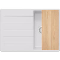 SPÜLBECKEN Kopenhagen, 2-er set Alles Weiß 70/50 cm 1 Becken + Ablauf-Set + Schneidebrett ab 40er Unterschrank - Beige/Weiß, Kunststoff (70/20/50cm) - Primagran