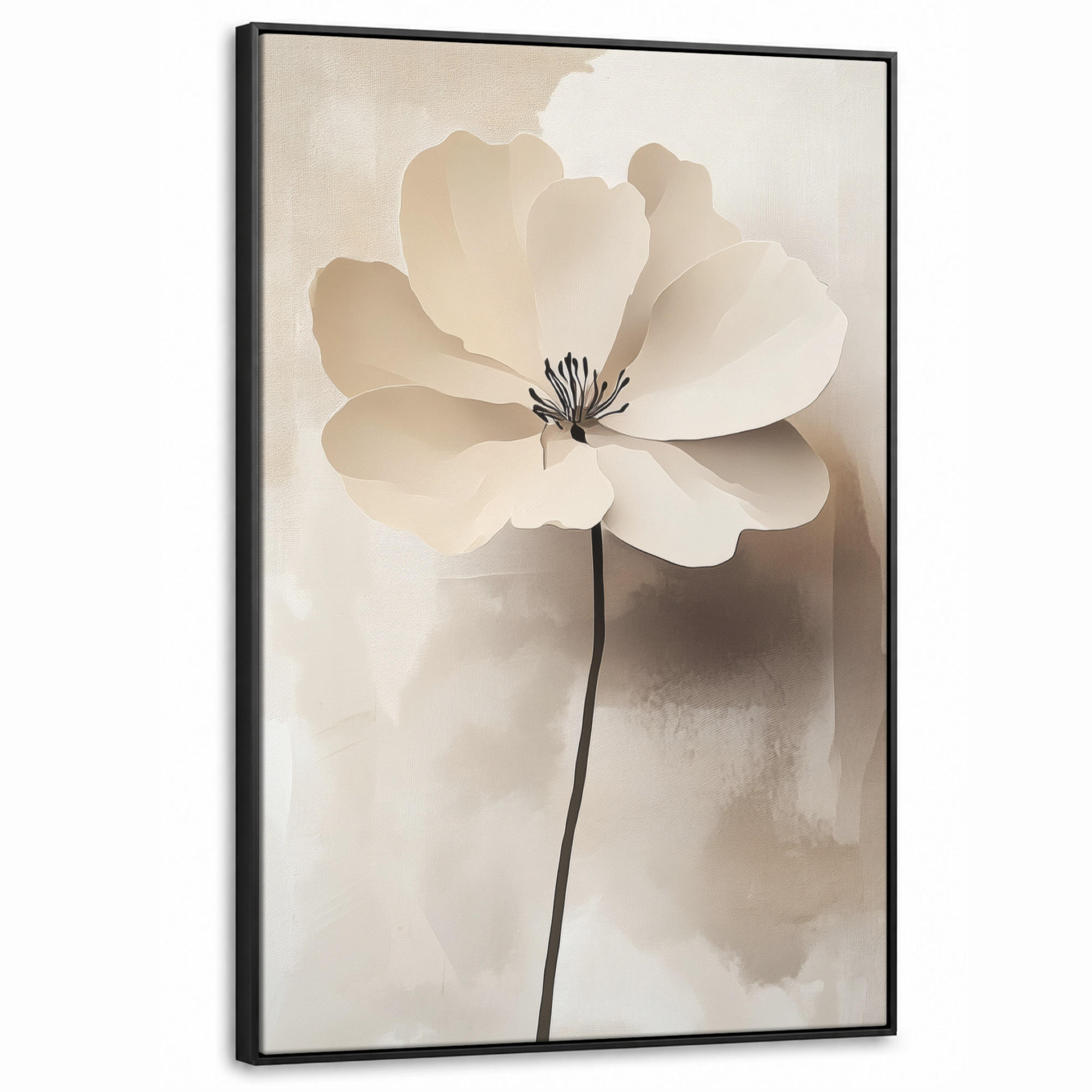 LEINWAND Bilder mit Rahmen - Blume - Beige - Farbe - Schatten - 100x150 - Creme, Textil (100/150cm) - MuchoWow