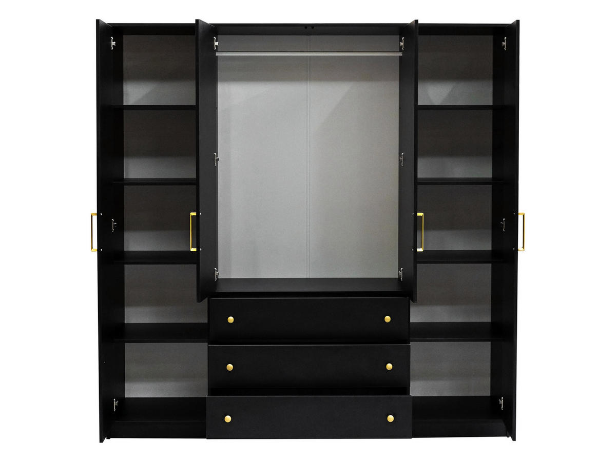KLEIDERSCHRANK Retro Lux D4 - Kaschmir/Goldfarben, Holzwerkstoff (196/200/58cm) - MIRJAN24