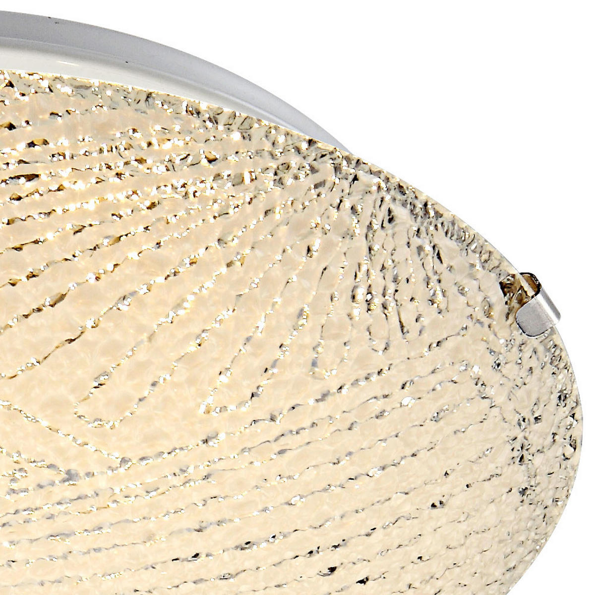 LED DECKENLEUCHTE Metall Weiß Muster Glas - Weiß, Glas (25/25/9.5cm) - Globo Lighting