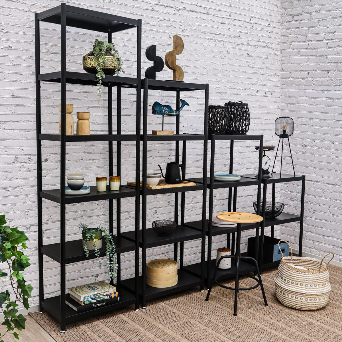 METALLREGAL 61x41x210 cm mit 6 Ebenen - Schwarz, Metall (41/210/61cm) - shelfr