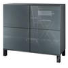 KOMMODE Rova Grau Hochglanz - Grau, Holzwerkstoff (92.5/84.5/35cm) - Vladon