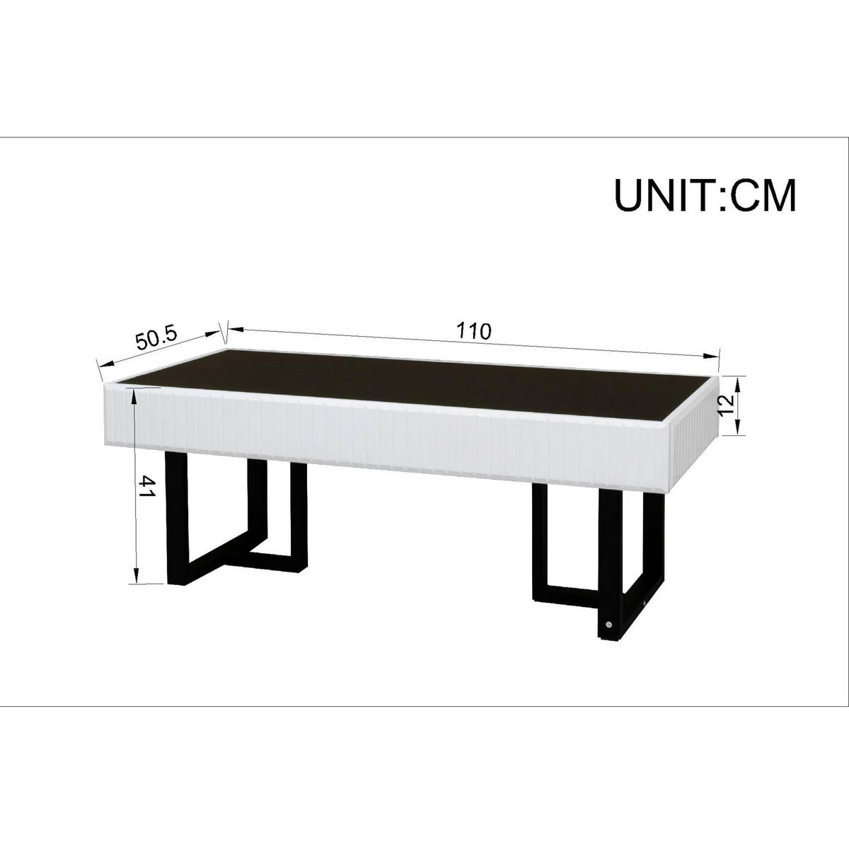 TV-LOWBOARD- und Couchtisch-Set aus MDF 170x35x47 cm und 110x50,5x41 cm Schwarz-Weiß mit Stauraum - Schwarz, Holzwerkstoff (170/47/35cm) - IVMEU