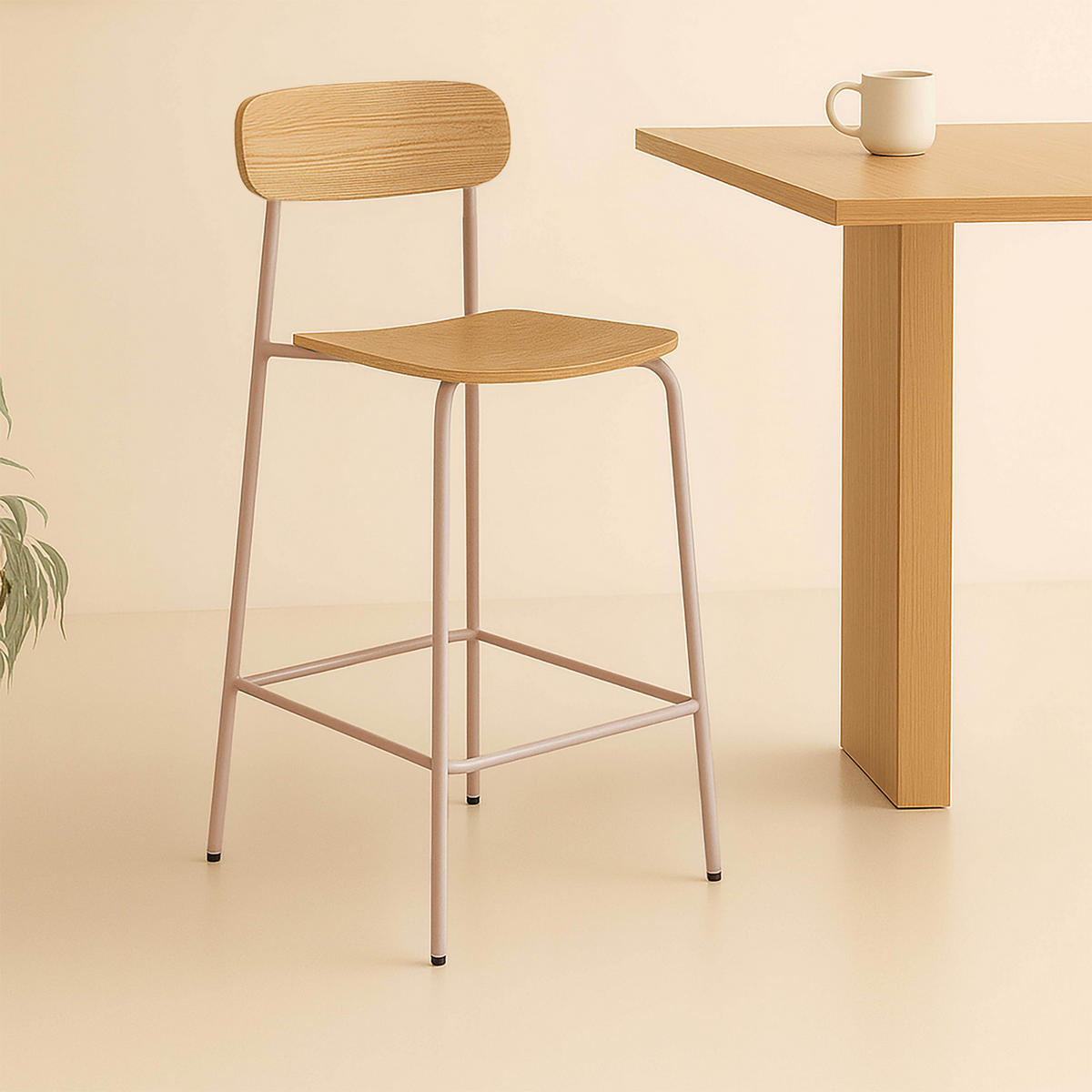 BARSTUHL 2-tlg., Rosa - Pink, Metall (42/96/50cm) - Oviala