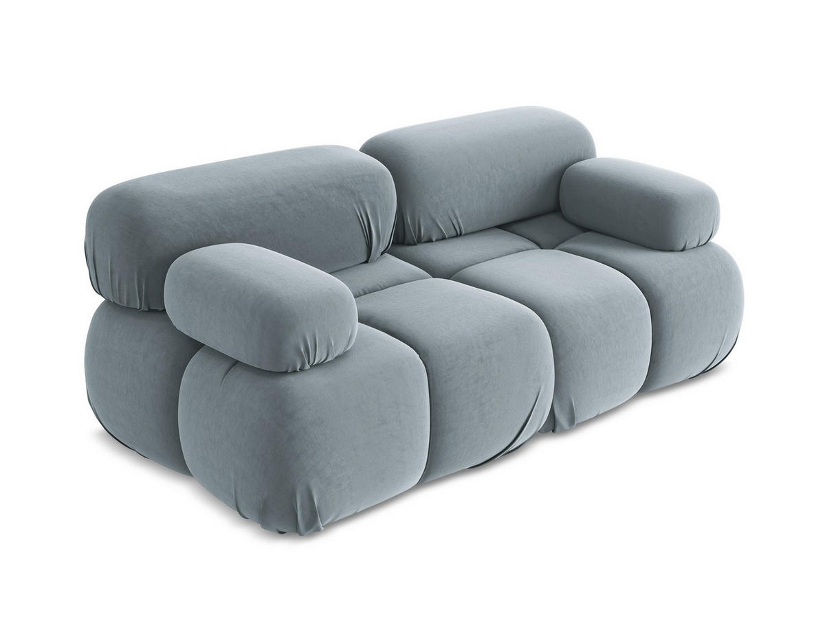 2-SITZER-SOFA Samt Stoff Blau - Blau/Schwarz, Kunststoff/Textil (190/70/96cm) - Makamii