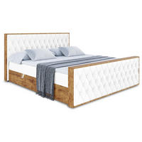 BOXBETT mit Matratze H3 und Lattenrost - LOLLI5-Z - 160x200 - Weiß Kunstleder - Weiß, Holzwerkstoff (160/200cm) - ALTDECOR