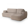 ECKSOFA SENTI N R-S Beige Boucle-Stoff mit Schlaffunktion - Beige, Holz (246/148cm) - MASSENO
