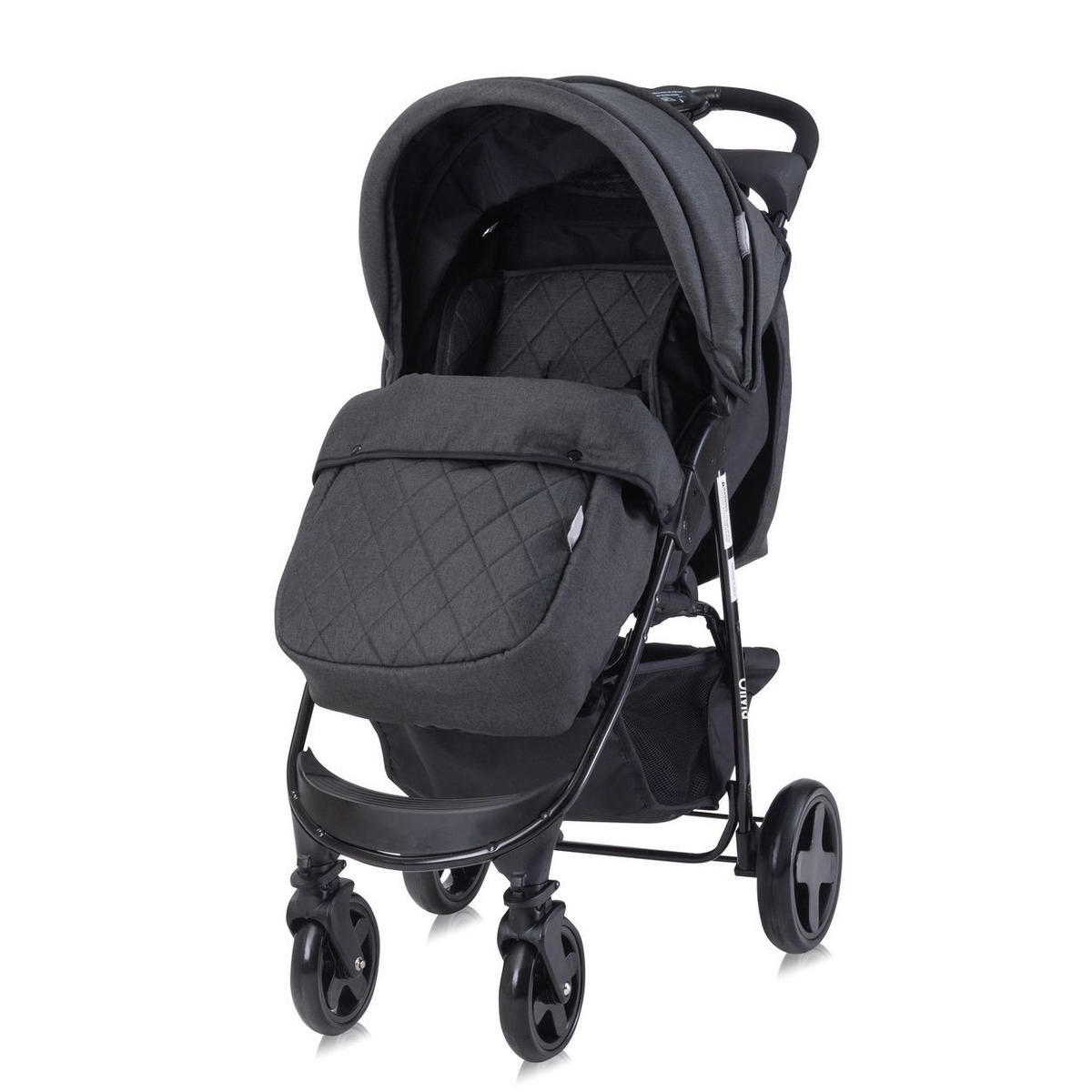 BUGGY Olivia schwarz Zubehörbox, Fußabdeckung, verstellbar, Korb - Schwarz, Metall (80/49/100cm) - Lorelli