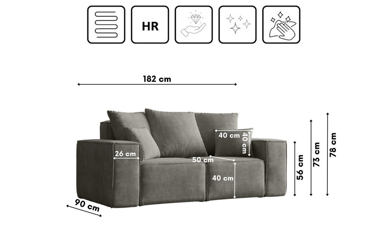 SOFA ELLA Modern Stoff Noel Grau - Dunkelgrau, Holz/Textil (182/78/90cm) - Kaiser Möbel