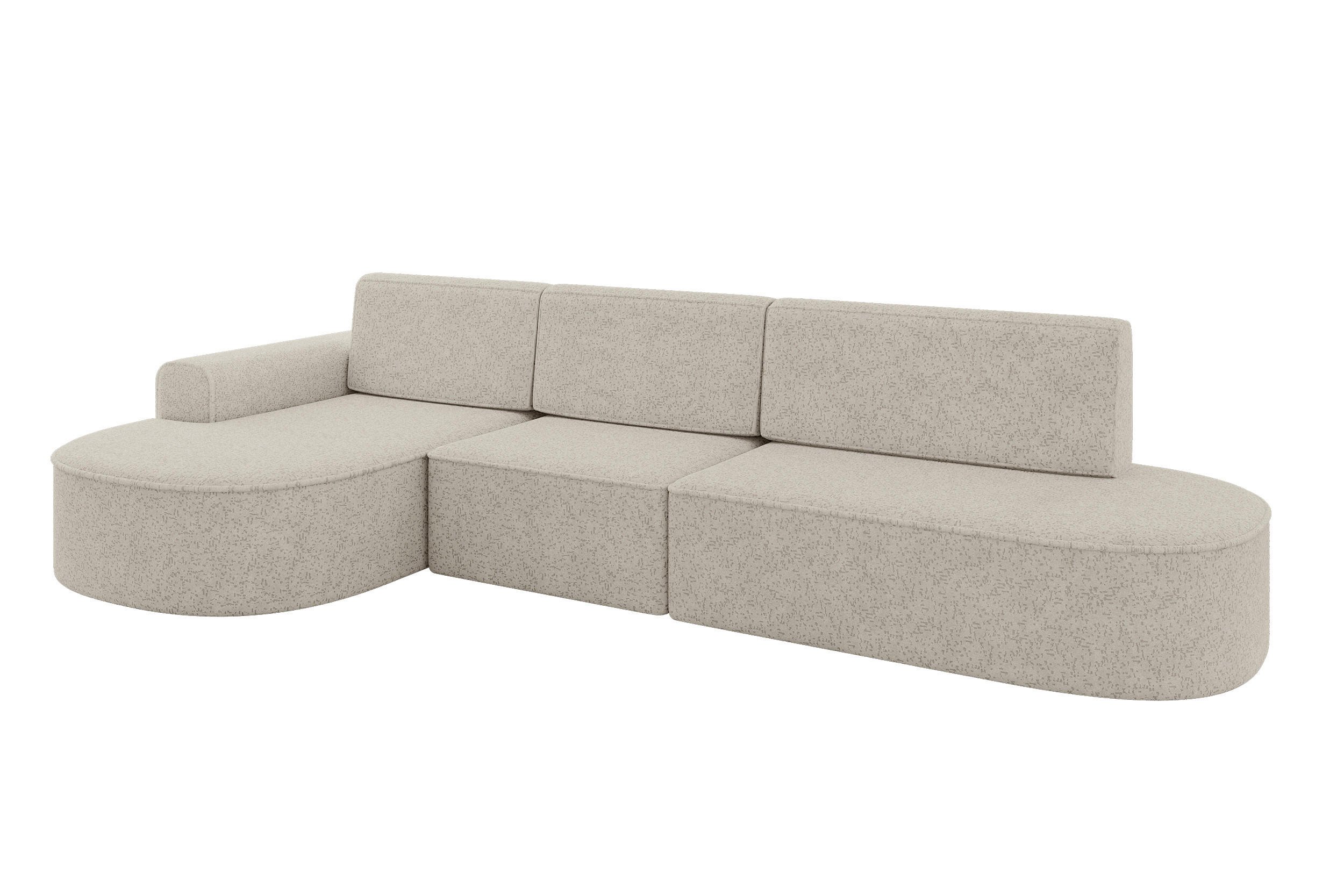 ECKSOFA mit Schlaffunktion Ottomane Links MARI L2-S 368X167X85 Beige Velours - Ecru/Schwarz, Holzwerkstoff/Kunststoff (368/167cm) - ALTDECOR