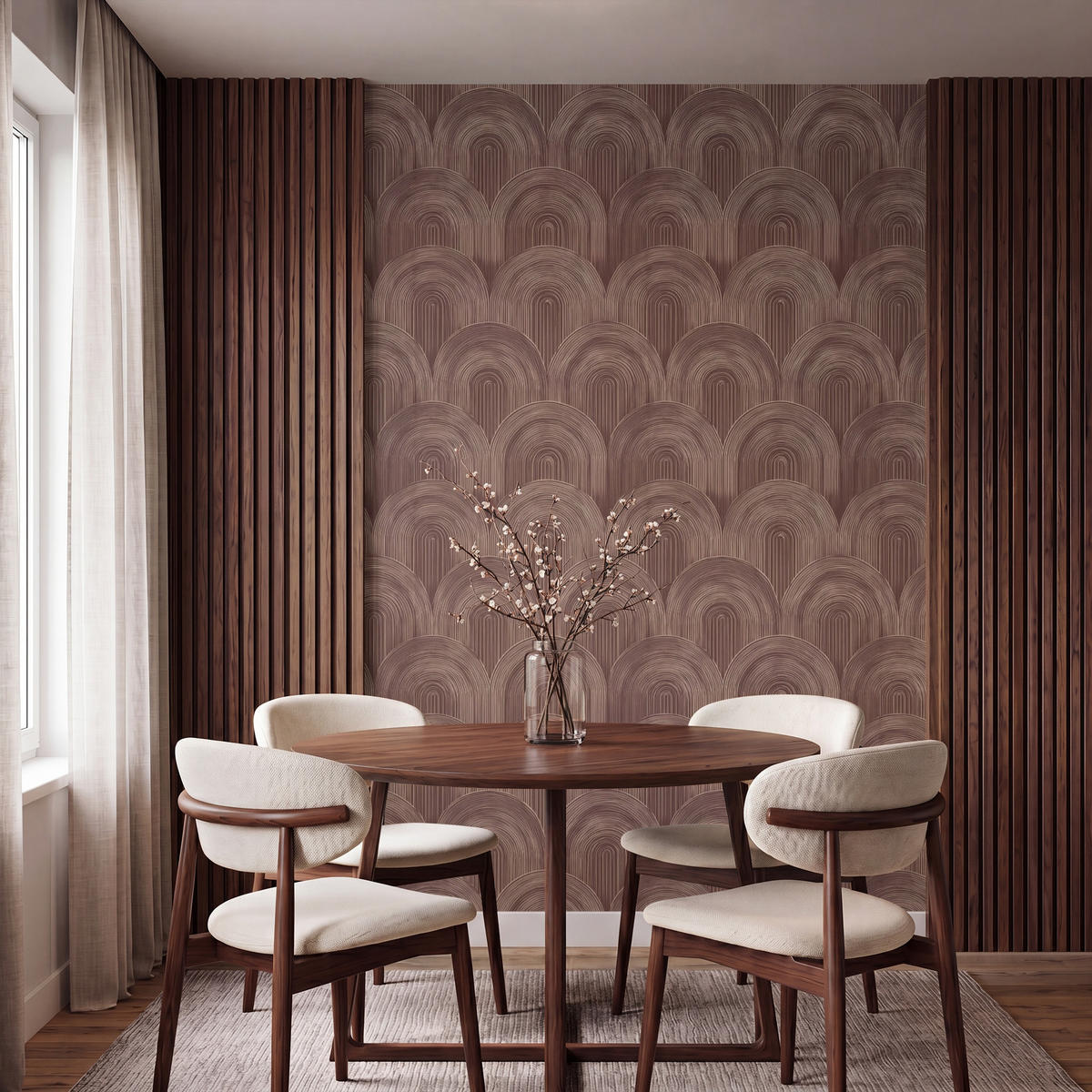 TAPETE - Rhythmic - Aufschlag - Braun - 140x200 cm - Dunkelbraun, Papier (140/200cm) - OnlyWow