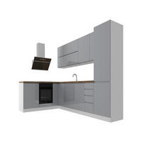 ECKKÜCHE 330/210 cm - Aspen K54-M330 in Grau/Hochglanz - Grau, Holz (330/212/210cm)