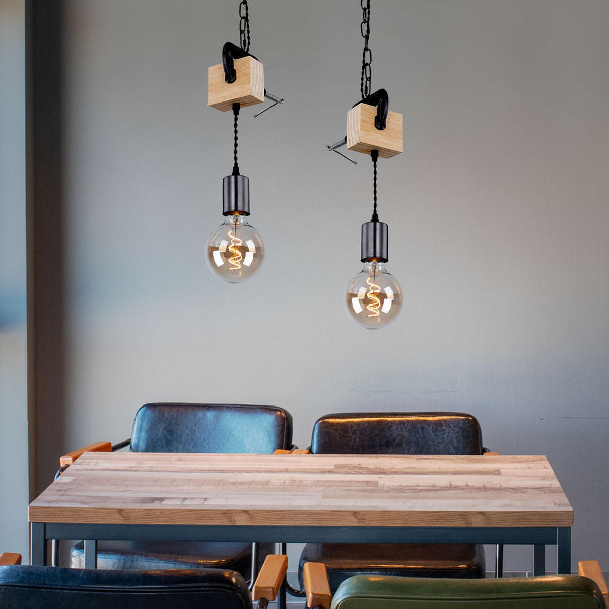 HÄNGELEUCHTE LUDI Holzoptik Braun - Braun, Holz (14/10/120cm)