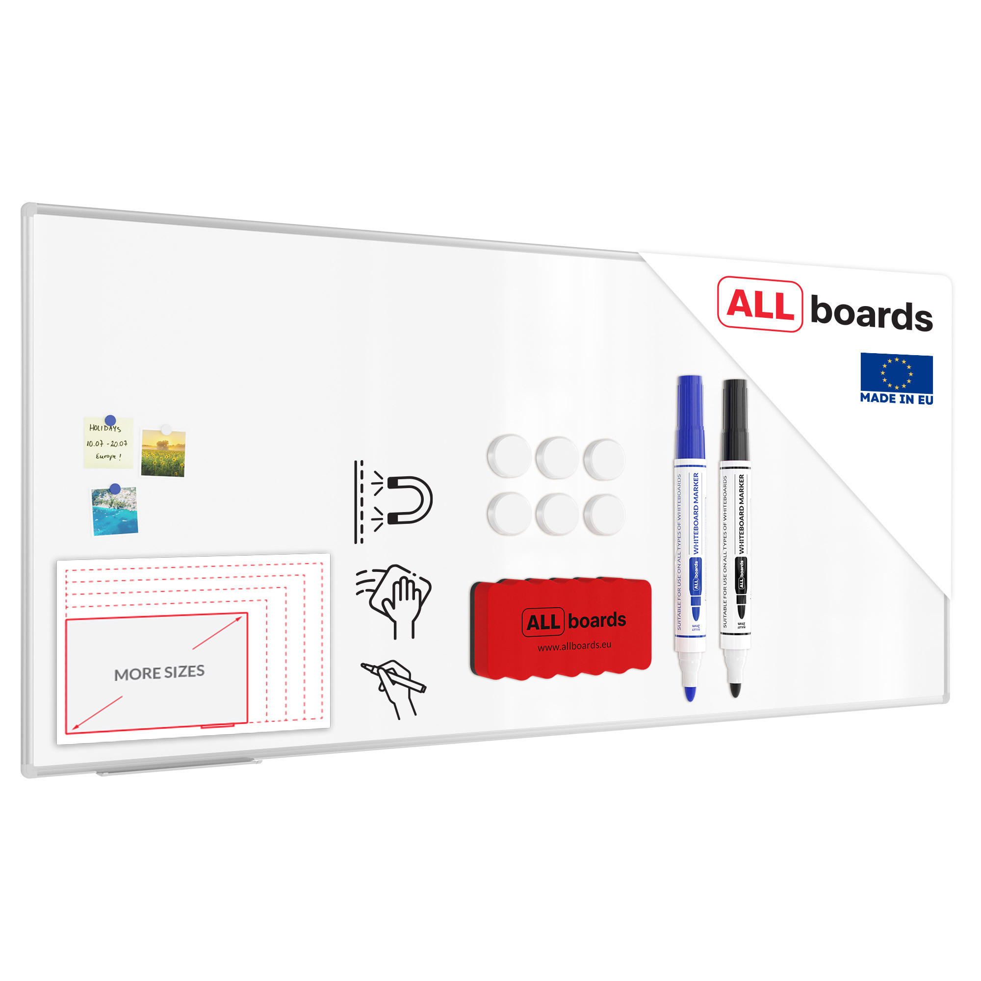 MAGNETISCHES Whiteboard - PREMIUM EXPO Alurahmen 220x100cm - Weiß, Metall (220/100/1.6cm) - ALLboards