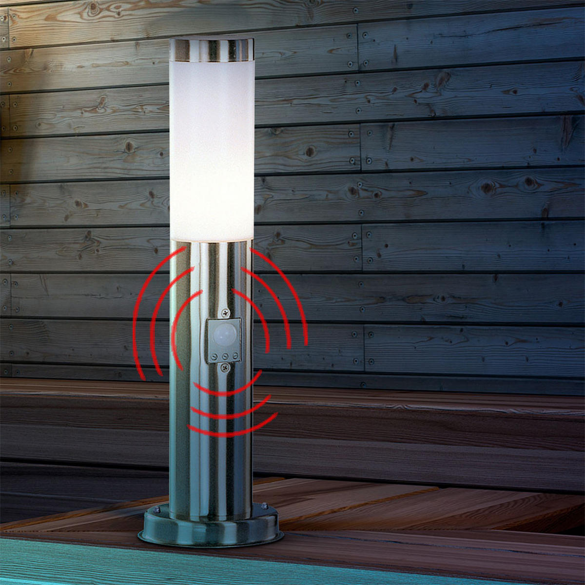 LED STEHLEUCHTE Edelstahl Silber - Silberfarben, Kunststoff/Metall (7.6/45/7.6cm) - Globo Lighting