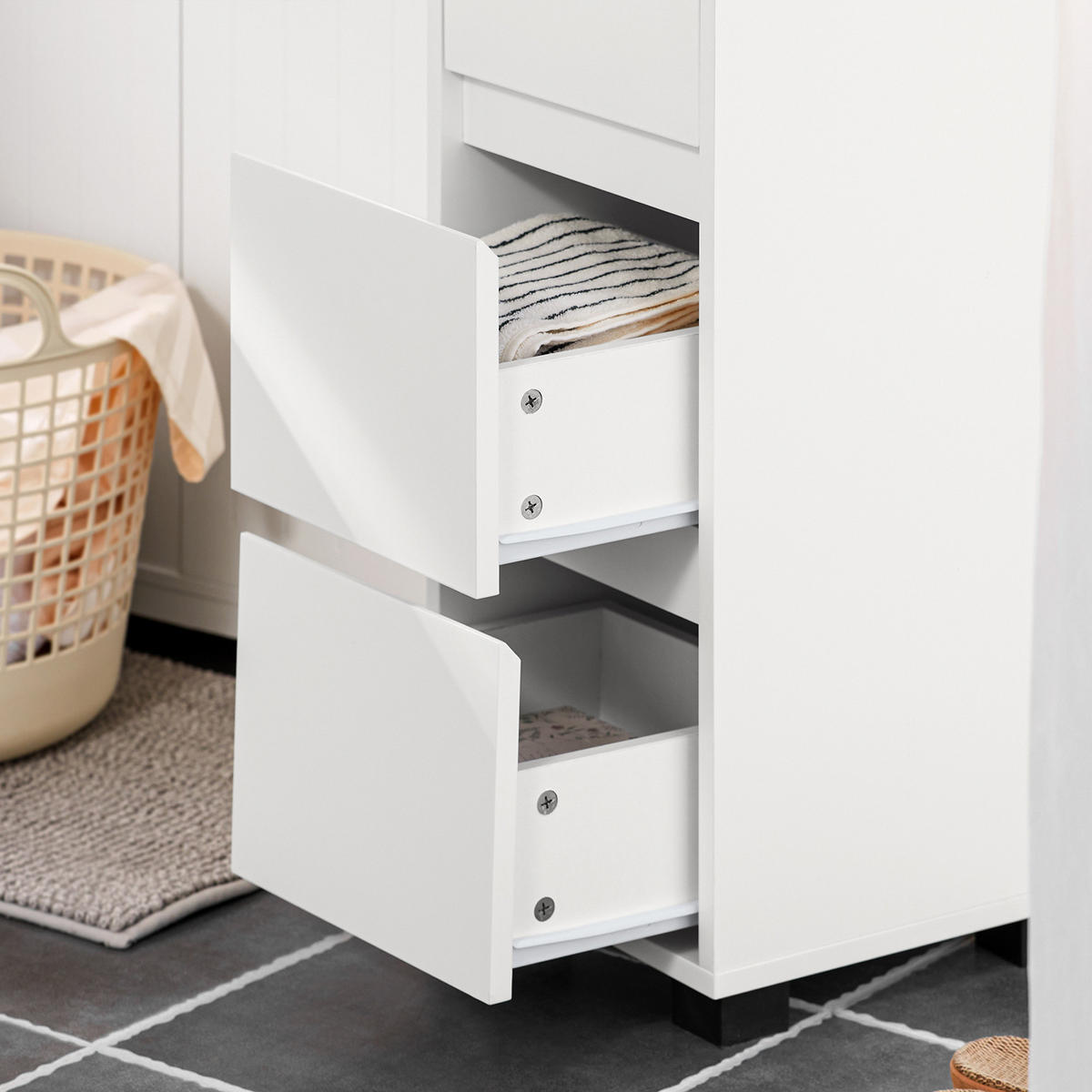 BADEZIMMERSCHRANK Weiß - Weiß, Holzwerkstoff (30/90/30cm) - SoBuy