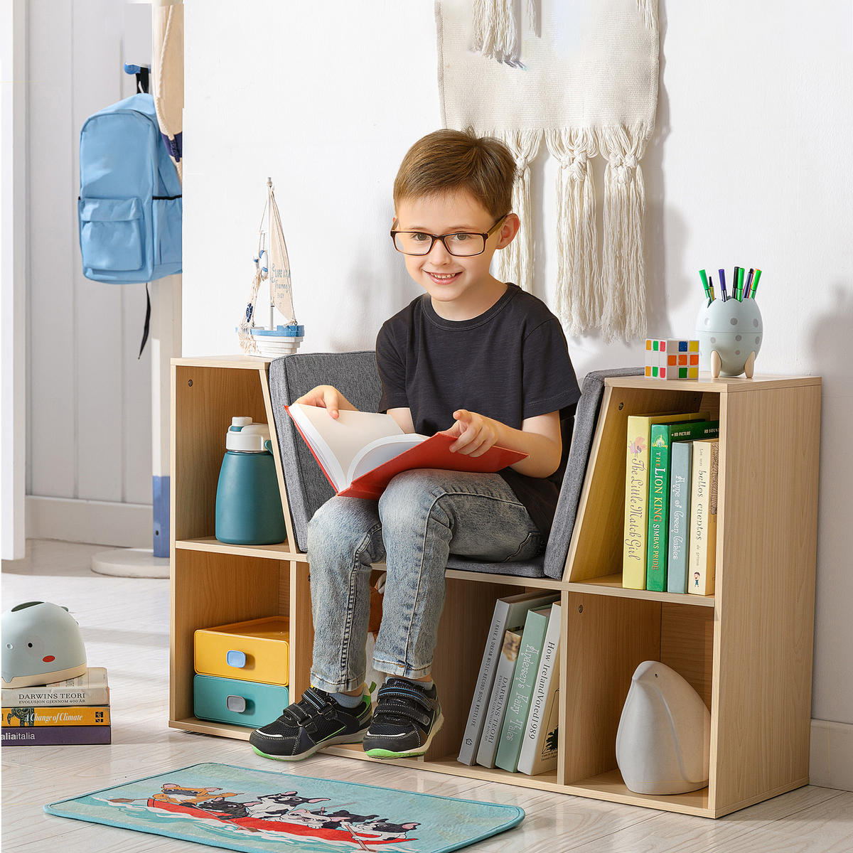 KINDERREGAL - Hellbraun, Holzwerkstoff (30/62/103cm) - HOMCOM