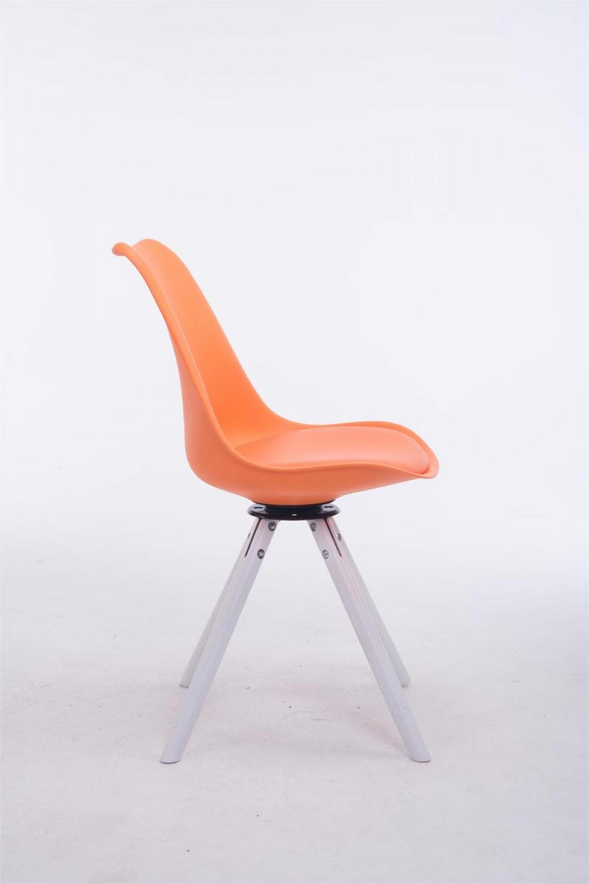 STUHL Lederlook orange - Weiß/Orange, Holz/Textil (48/84/56cm) - CLP