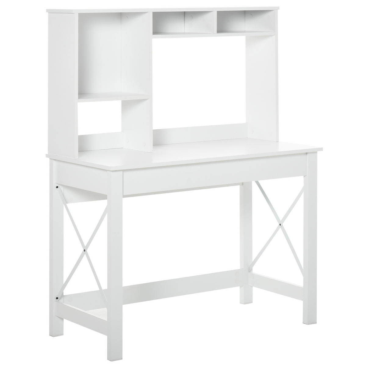 SCHREIBTISCH Weiß mit Regal und Ablagefächern 105/50/137 cm - Weiß, Holz (50/105/137cm) - PANGIVO