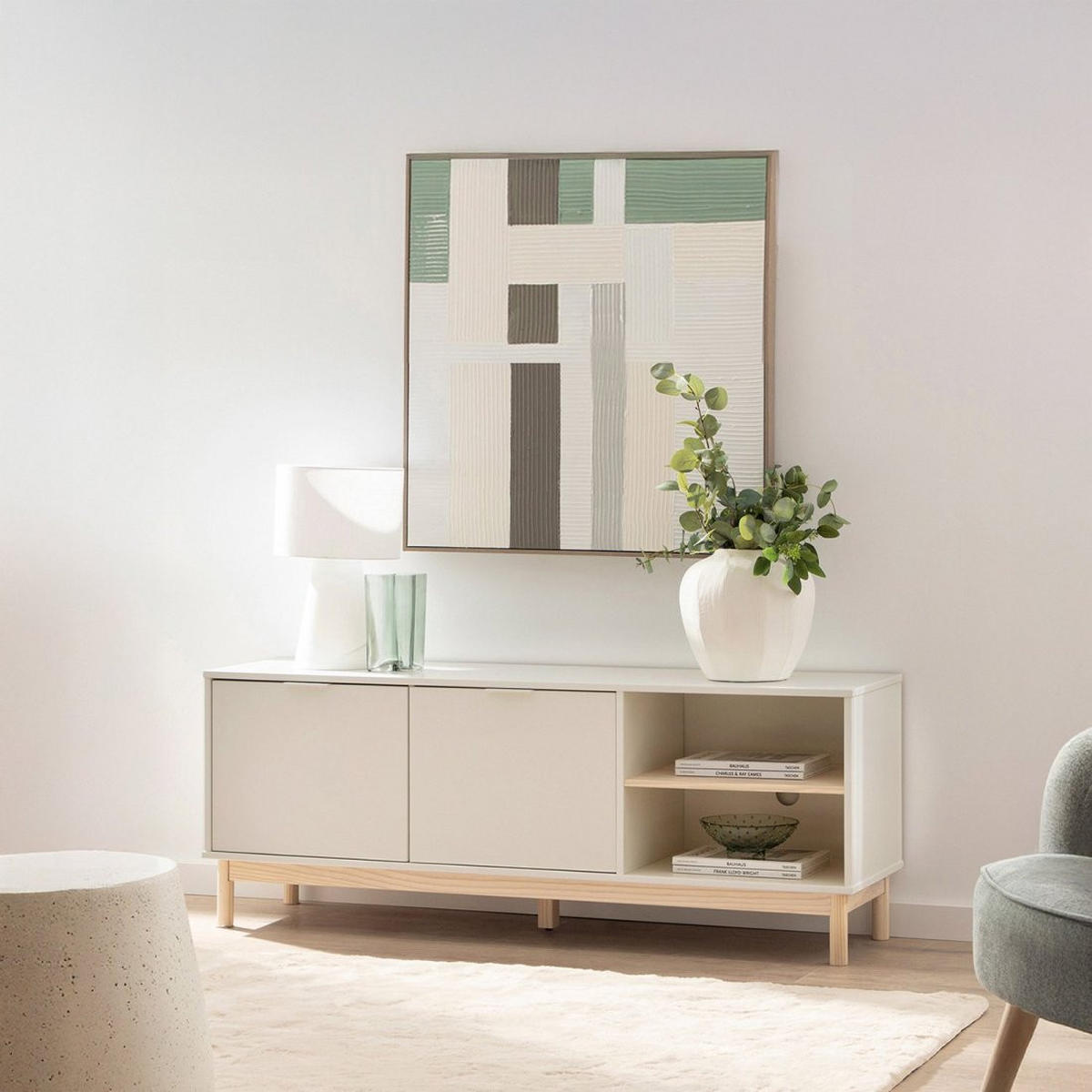 TV-ELEMENT Elian Weiß 140 cm x 53 cm - Weiß, Holzwerkstoff (140/53/38cm)