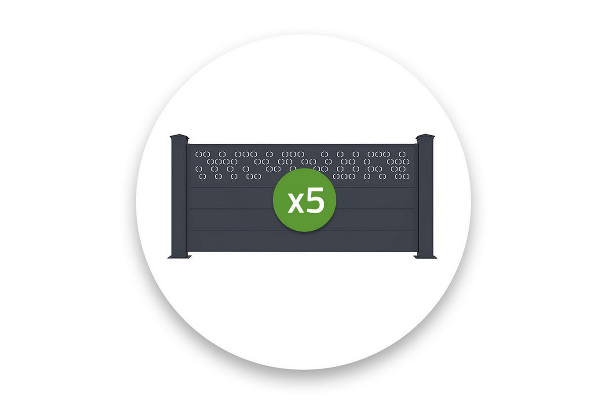 VORGARTENZAUN 5er-Set Adula grau 1,9m H.90cm aluminium - Grau, Metall (945/89cm) - Casanoov