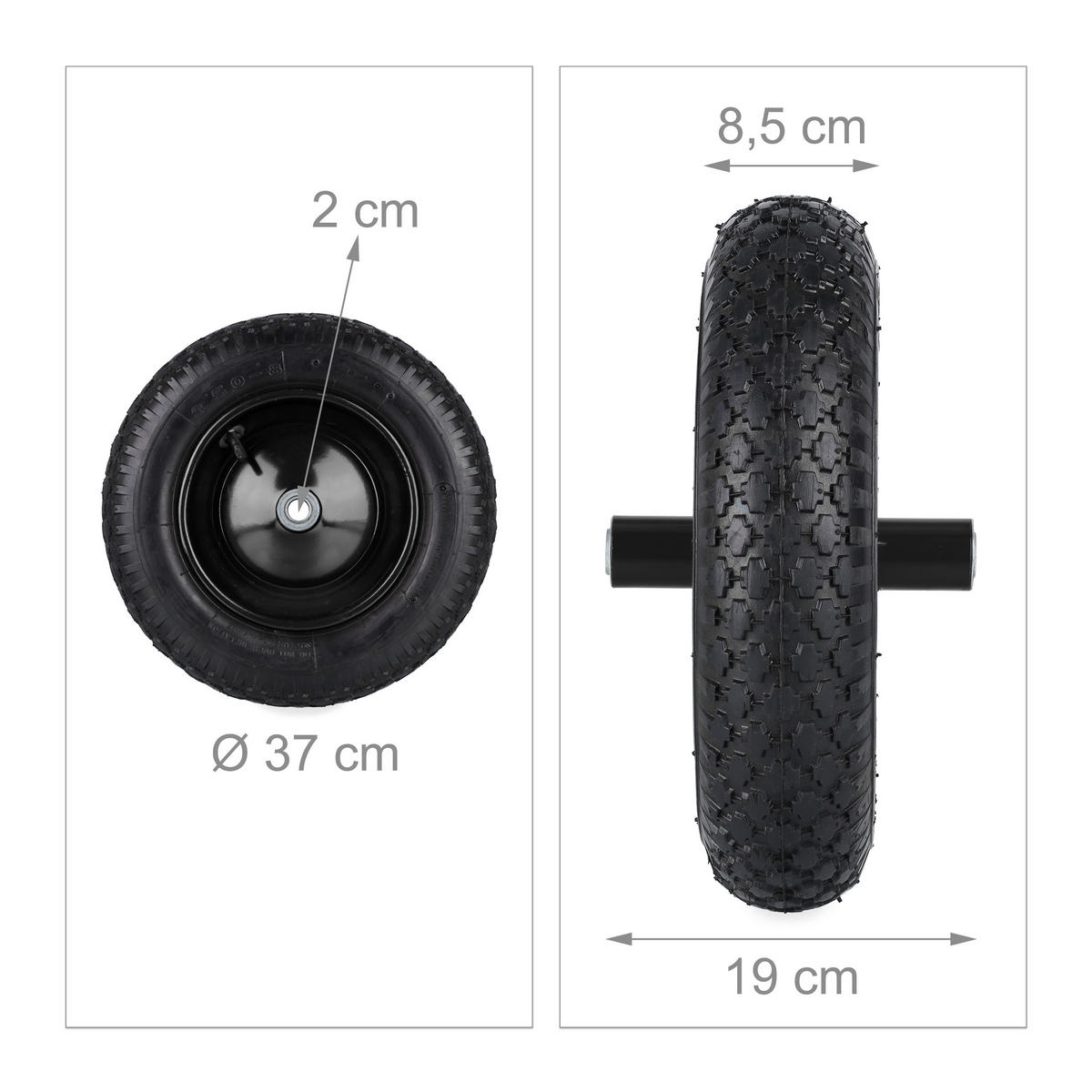 SCHUBKARRENRAD - Schwarz, Kunststoff/Metall (19/37/19cm) - Relaxdays