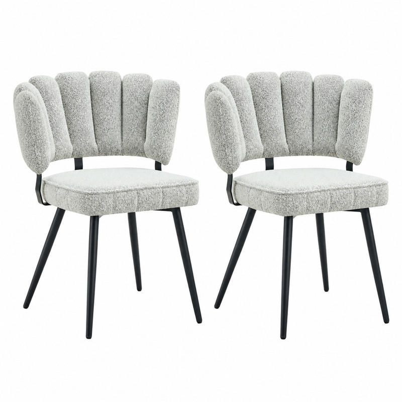 STUHL 2er-Set mit Samtbezug Hellgrau Schwarz - Schwarz, Metall (48/80/60cm) - Meubliv