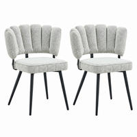 STUHL 2er-Set mit Samtbezug Hellgrau Schwarz - Schwarz, Metall (48/80/60cm) - Meubliv